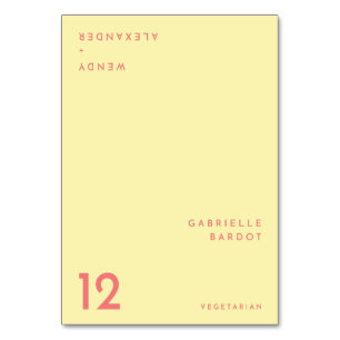 Citrus Minimalistisch Gelbe Platzkarte Tischnummer