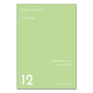 Citrus Minimalistisch Green Foldable Platzkarte Tischnummer