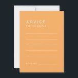 Citrus Minimalistisch Orange Wedding Advice Card Hinweiskarte<br><div class="desc">Das Citrus Minimalistisch Orange Wedding Advice Card Design, in dem Einfachheit und Eleganz in einer Palette heller Zitrusfarben aufeinander treffen. Mit einem soliden Hintergrund in Rosa, Orange, Gelb oder Grün und puristischen typografischen Schriftart strahlt dieses Thema zeitgenössische Eleganz mit einer Touch von Retro-Charme aus. Diese minimalistischen Stücke, die unser Citrus...</div>