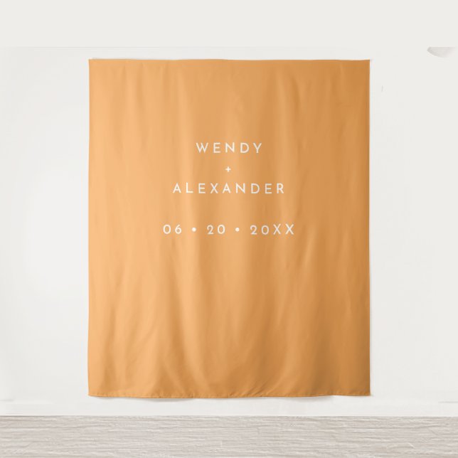 Citrus Minimalistisch Orange Wedding Foto Hintergr Wandteppich (Vorderseite)
