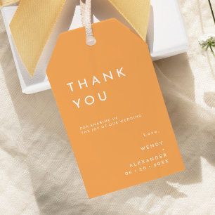 Citrus Minimalistisch Orange Wedding Vielen Dank Geschenkanhänger