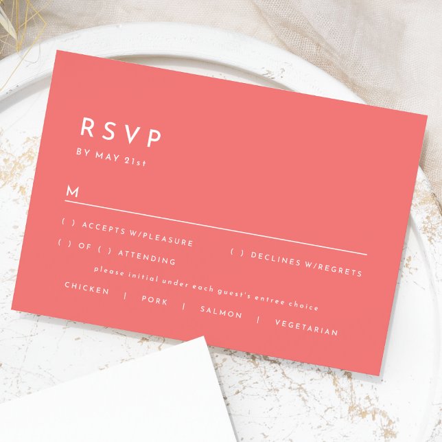 Citrus Minimalistisch Pink Wedding RSVP Response C Karte (Von Creator hochgeladen)