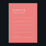 Citrus Minimalistisch rosa Hochzeitsratenkarte Hinweiskarte<br><div class="desc">Das Citrus Minimalistisch Pink Wedding Advice Card Design, in dem Einfachheit und Eleganz in einer Palette heller Zitrusfarben aufeinander treffen. Mit einem soliden Hintergrund in Rosa, Orange, Gelb oder Grün und puristischen typografischen Schriftart strahlt dieses Thema zeitgenössische Eleganz mit einer Touch von Retro-Charme aus. Diese minimalistischen Stücke, die unser Citrus...</div>