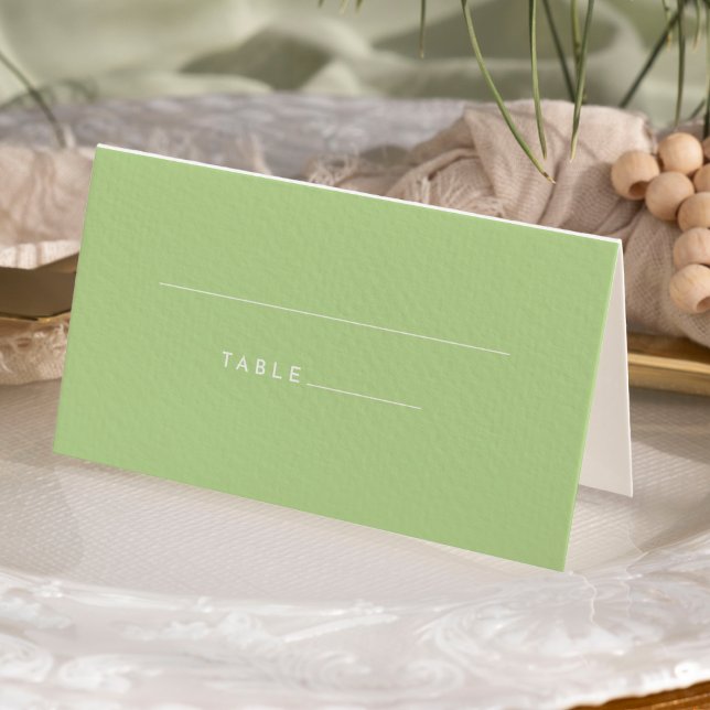 Citrus Minimalistische grüne Hochzeit geklappt Platzkarte (Von Creator hochgeladen)