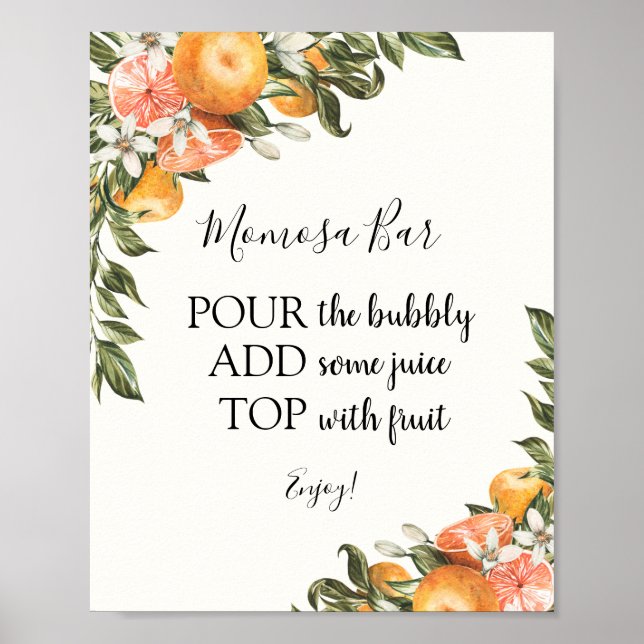 Citrus Momosa Bar Drink Sign Poster (Vorne)