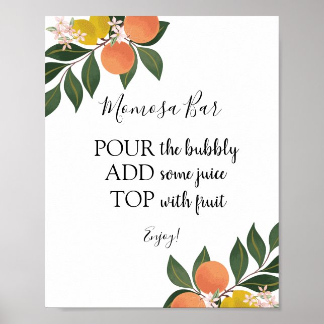 Citrus Momosa Bar Drink Sign Poster (Vorne)