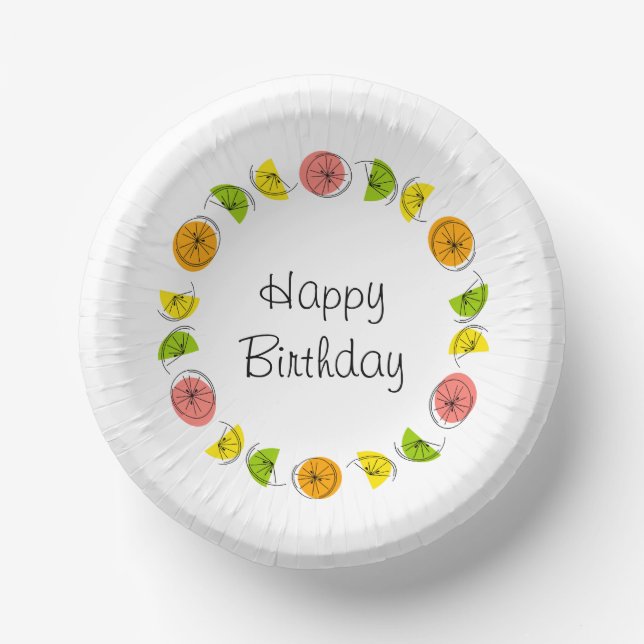 Citrus Multi Circle Happy Birthday Pappteller (Vorderseite)