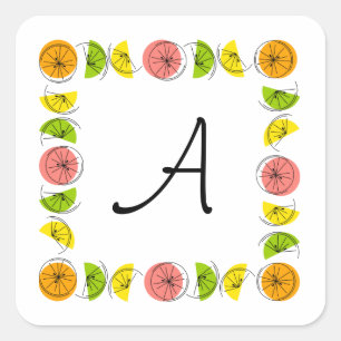 Citrus Multi Square Monogram Aufkleber Quadrat