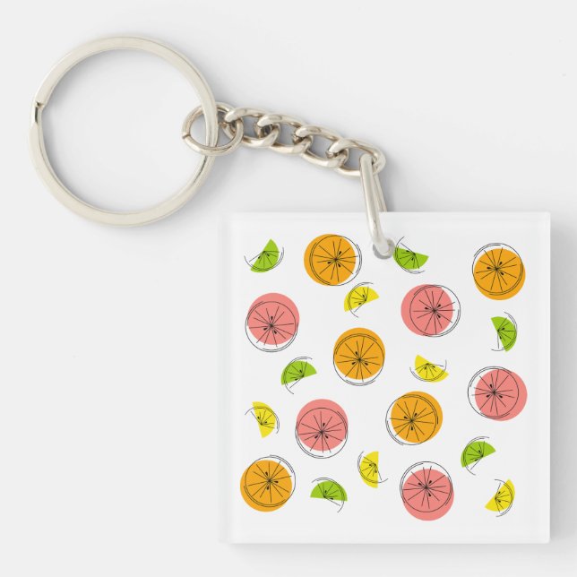 Citrus Multi text back quadratisch doppelseitig Schlüsselanhänger (Vorderseite)