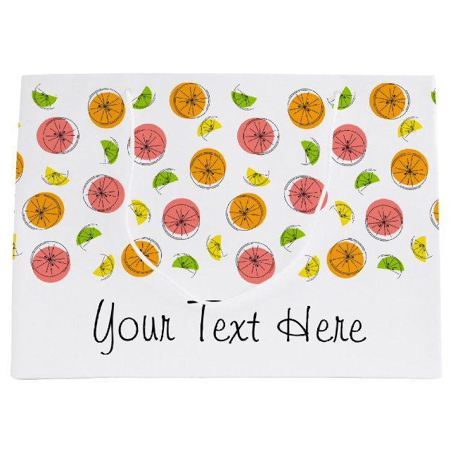 Citrus Multi Text Geschenktasche groß Große Geschenktüte (Vorderseite)