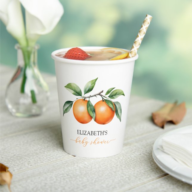 Citrus Orange Baby Dusche Pappbecher (In Situ)
