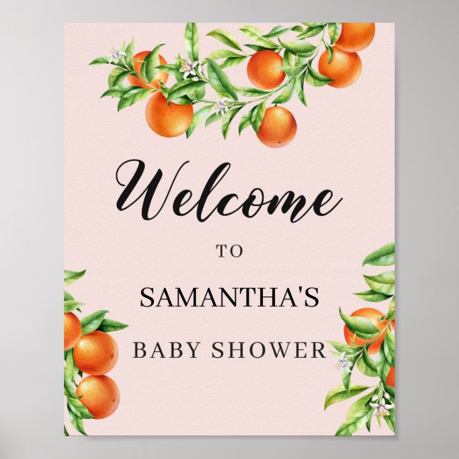 Citrus orange baby shower welcome sign 8x10 poster (Vorne)