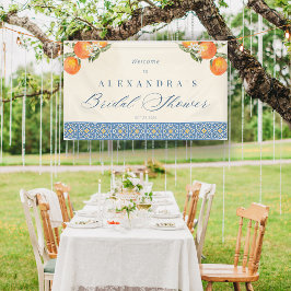 Citrus Orange Blue Tiles Italienisches Brautparty Banner