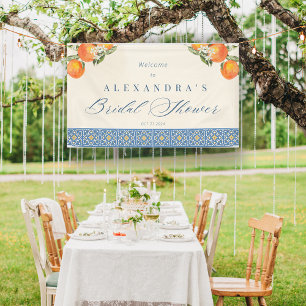 Citrus Orange Blue Tiles Italienisches Brautparty Banner