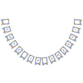 Citrus Orange Blue White Print Brautparty Wimpelkette