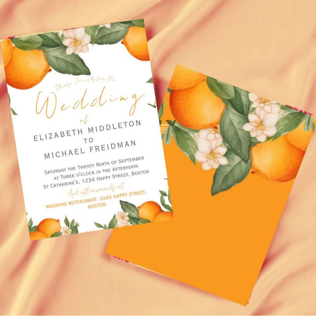 Citrus Orange Botanical Modern Wedding Einladung (Von Creator hochgeladen)