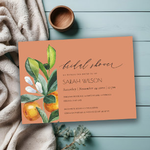 Citrus Orange Botanisches Rost Brautparty Einladun Dankeskarte