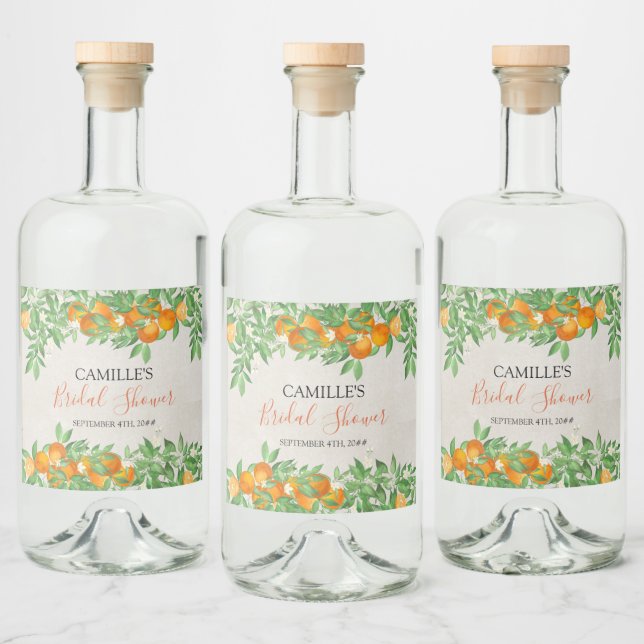 Citrus Orange Brautparty Personalisiert Alkoholflaschenetikett (Flaschen)