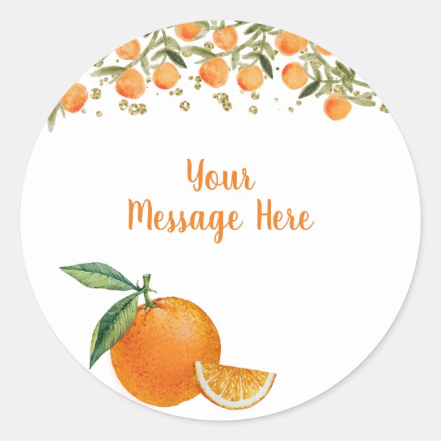 Citrus Orange-Farbaufkleber Runder Aufkleber (Vorderseite)