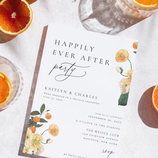 Citrus Orange Floral glücklich immer nach dem Part Einladung (Von Creator hochgeladen)