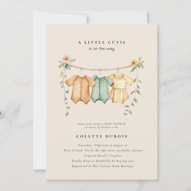 Citrus Orange Floral Kleine Süsse Kinderdusche Einladung (Vorderseite)