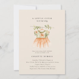 Citrus Orange Floral Kleine Süsse Kinderdusche Einladung