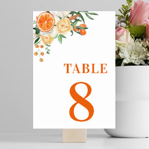 Citrus Orange Floral Tangerine Tisch 8 Hochzeit Tischnummer