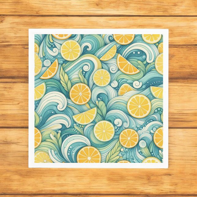 Citrus Orange Fresh Lemon & Yellow Green Summer Serviette (Von Creator hochgeladen)