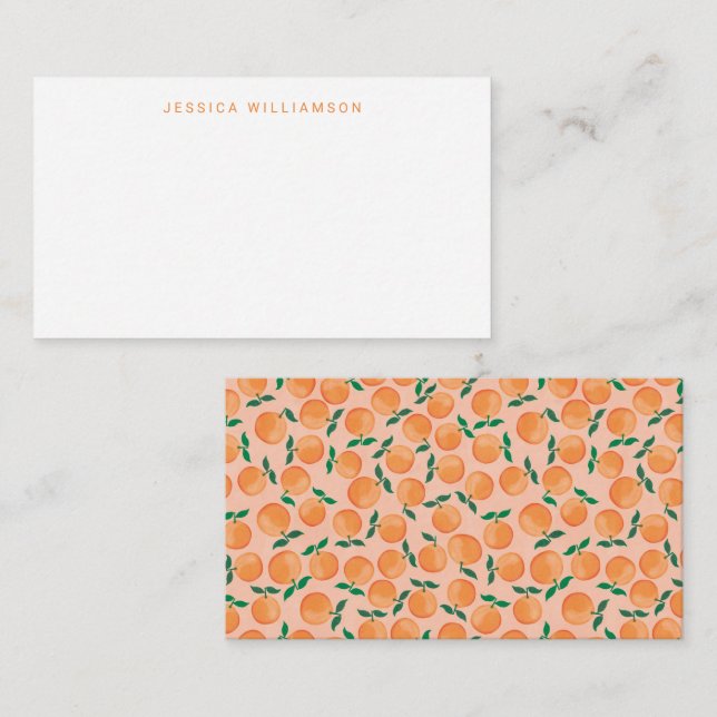 Citrus Orange Frucht Individuelle Name Geschenkver Mitteilungskarte (Vorne/Hinten)