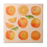 Citrus Orange Fruit Fliese<br><div class="desc">Graue und köstliche Zitrusfrüchte aus Orangenzitrusfrüchten auf einem rosafarbenen Hintergrund. Ideal für Feinschmecker und alle,  die Lieben kochen. Originelle Kunst von Nic Squirrell.</div>