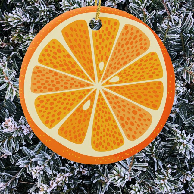 Citrus Orange Fun Festival Keramik Ornament (Fun citrus orange slice ceramic ornament)