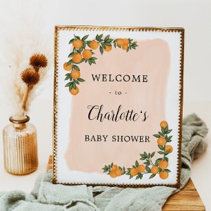 Citrus Orange Grünzeug Süße Babyparty Willkommen Poster