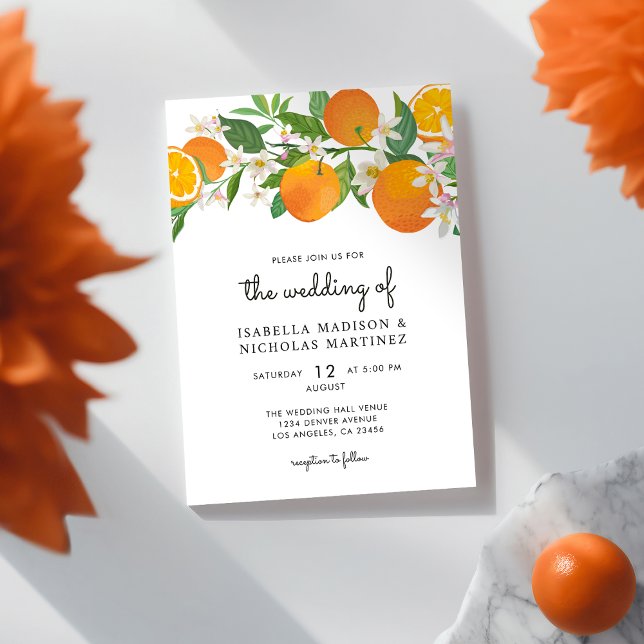 Citrus Orange Mandarine Floral Wedding Einladung (Von Creator hochgeladen)