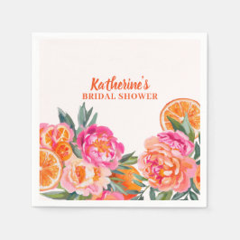 Citrus Orange & Pink Floral Bold Brautparty Serviette