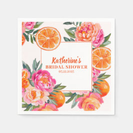 Citrus Orange & Pink Floral Bold Brautparty Serviette