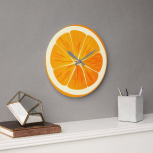 Citrus Orange Slice Round Wall Clock Große Wanduhr