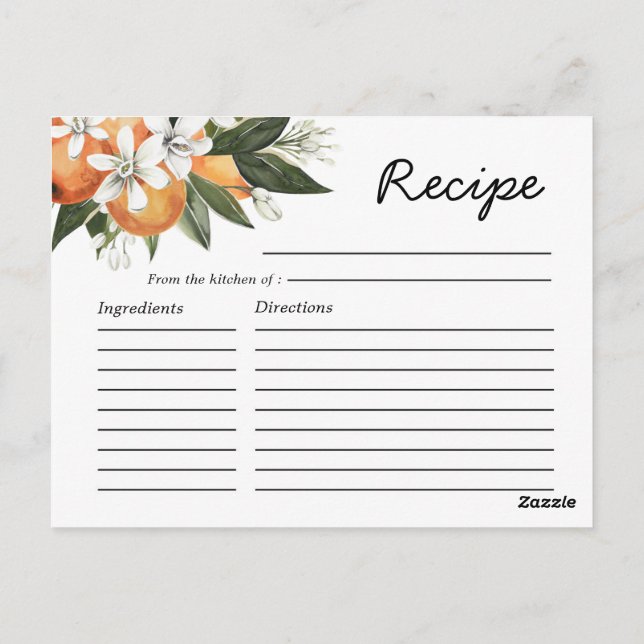 Citrus Orange Süsse Brautparty Recipe Postkarte (Rückseite)