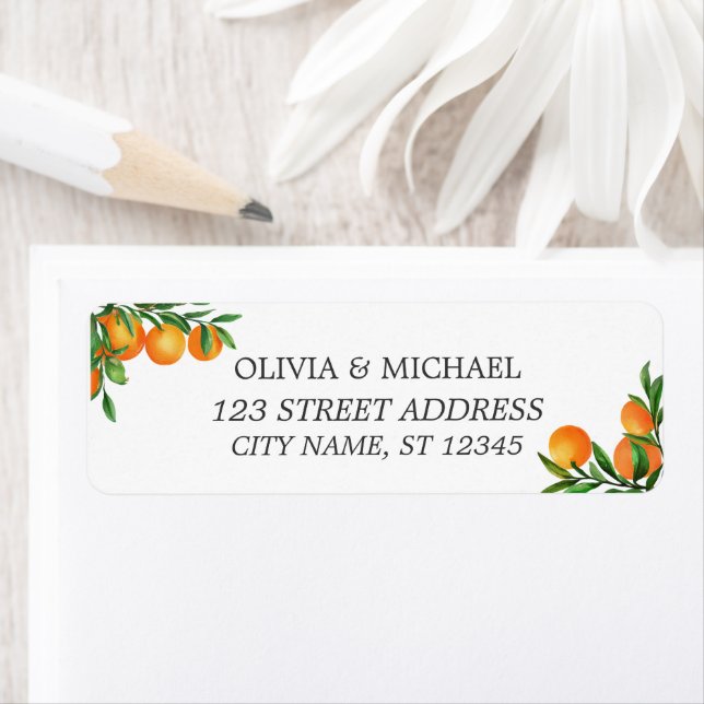Citrus Orange Wedding Return Address Label (Insitu)
