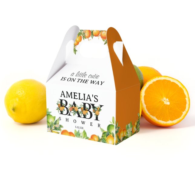 Citrus Orange White Floral Danke Baby Dusche Geschenkschachtel (Von Creator hochgeladen)