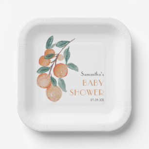 Citrus Orangen grünes Geschlecht neutrale Babydusc Pappteller