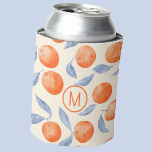 Citrus Orangen Monogramm erstes Wasserfarbmuster Dosenkühler