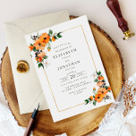 citrus oranges foliage wedding invitation einladung<br><div class="desc">Greenery theme with watercolor citrus oranges and an elegant faux gold frame. The text and colors can be personalized to match your wedding theme.</div>