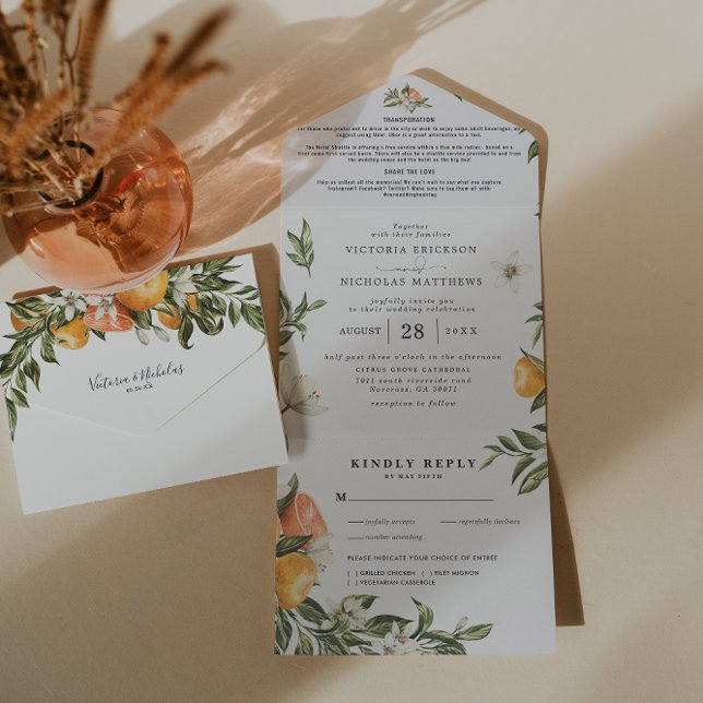 Citrus Orchard Botanique | Invitation de mariage t (Créateur téléchargé)