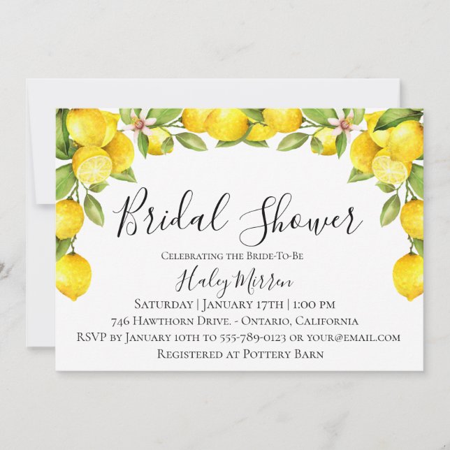 Citrus Orchard Bridal Dusche Einladung (Vorderseite)