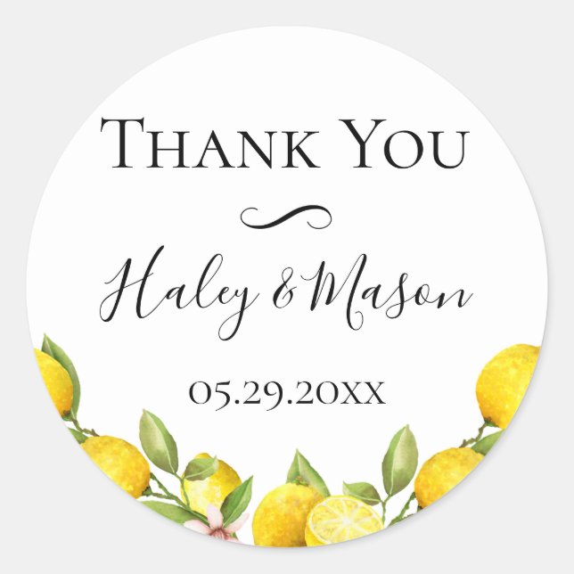 Citrus Orchard Wedding Vielen Dank Runder Aufkleber (Vorderseite)