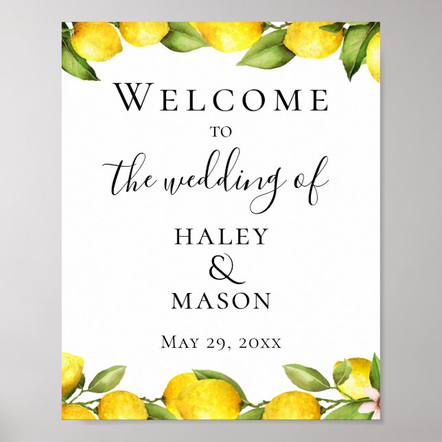 Citrus Orchard Wedding Willkommen Poster (Vorne)