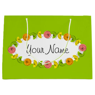 Citrus Oval Green Name sac cadeau grand
