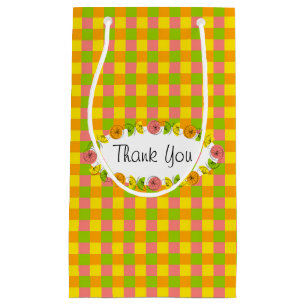 Citrus Oval Karo Danke, Geschenktasche klein Kleine Geschenktüte