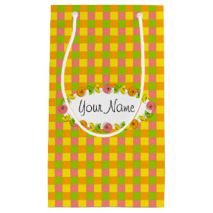 Citrus Oval Karo Name Geschenktasche klein Kleine Geschenktüte