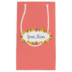 Citrus Oval Pink Name Geschenksack klein Kleine Geschenktüte